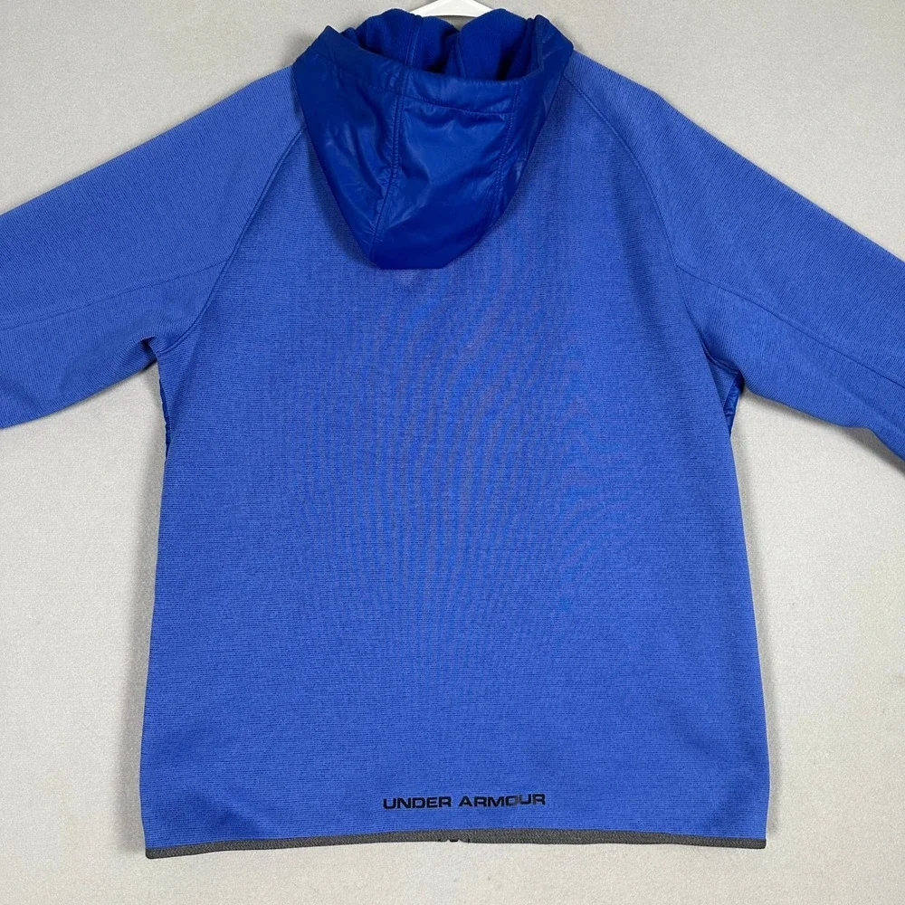 Under Armour Jacket Mens Large ColdGear Hybrid Blue Full Zip Hoodie Performance